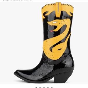 New Jeffrey Campbell Appliqué Snake Western Cowboy Boots Killer Cobra Size 8